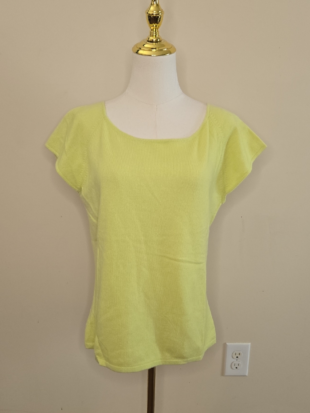 Precious Fibers Citron Cashmere Knit Top Short Sleeve Luxe Minimalist